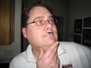 Dave's artificial mustache due to a shaving incident