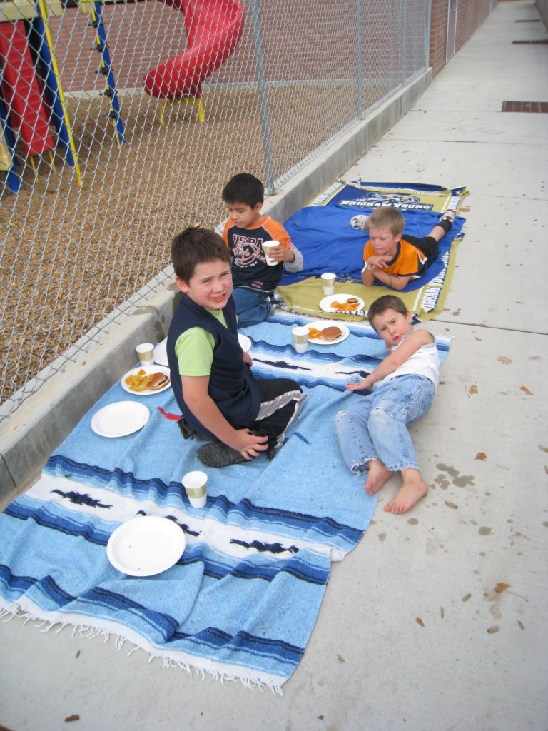 picnic birthday party.  Anthony, Cesar, Ben, Sam