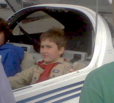 James in the plane.