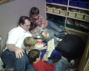 Reading at Larsen Elementary for "Dad's and Donuts."